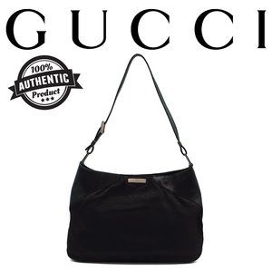 Gucci Nylon Leather Shoulder Bag Black